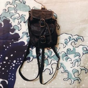 Vintage genuine leather black backpack